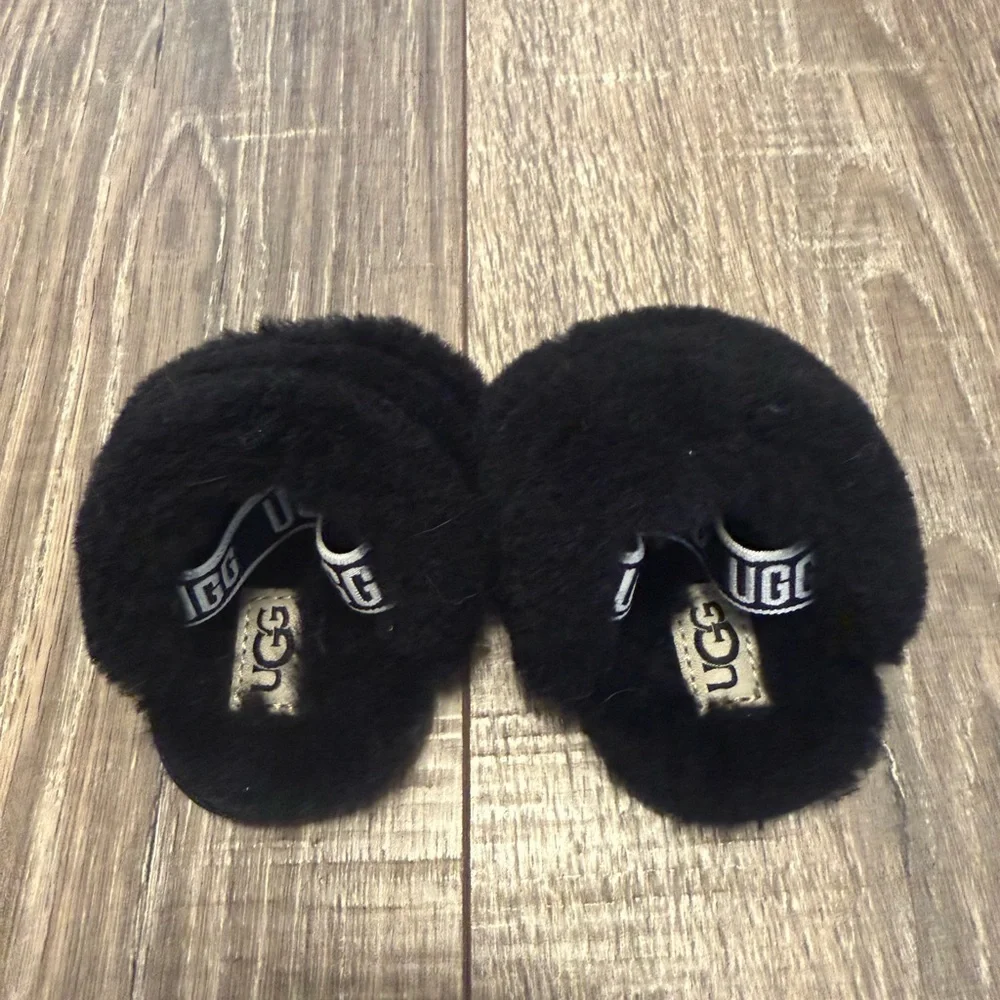 Ugg Baby Fluff Year Black Slide Slipper Size 0-1